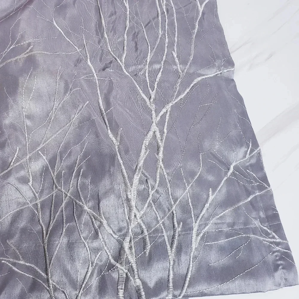 1 Window Panel Curtain Lined Embroidered Gray Grey Size 50